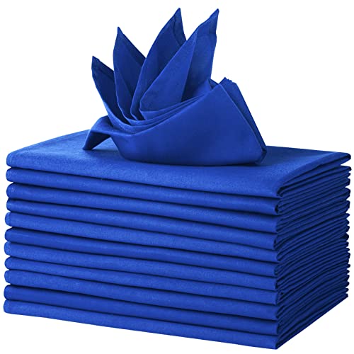 LEEWEITAS 12 Servietten aus Stoff, 100 % Baumwolle, 46 x 46 cm, waschbar und wiederverwendbar, weiche Stoffservietten für Partys, Hochzeiten (46 x 46 cm, blau) von LEEWEITAS