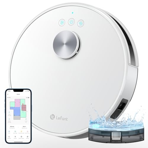 LEFANT M1 Saugroboter mit Wischfunktion, LiDAR Navigation, 4000Pa Staubsauger Roboter, 200Mins Max, Selbstaufladend, WLAN, 8 mit No-Go-Zonen, Ideal Tierhaare, Teppich, Hartboden von LEFANT