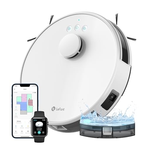 LEFANT M1 Saugroboter mit Wischfunktion, LiDAR Navigation, 5500Pa Staubsauger Roboter, 200Mins Max, Selbstaufladend, WLAN, 8 mit No-Go-Zonen, Ideal Tierhaare, Teppich, Hartboden von LEFANT