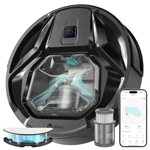 LEFANT M320 Saugroboter mit Wischfunktion 3 in 1, 6.000Pa Staubsauger Roboter mit Präzise-Entfernungs-Navigation, Sichtbar 800ML Staubbehälter, 210Mins, WLAN/App, Ideal für Tierhaare, Teppiche von LEFANT