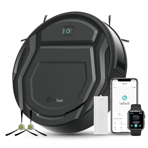 LEFANT Saugroboter, Superschlank WLAN Roboterstaubsauger, Kompatibel mit Alexa Sprachsteuerung, Staubsauger Roboter Selbstaufladung Leise für Haushaltsreinigung/Tierhaare/Haare/Staub/Teppich M210P von LEFANT