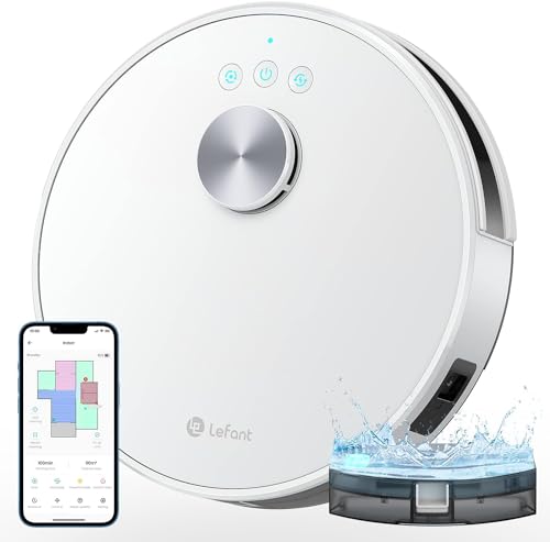 LEFANT M1 Saugroboter mit Wischfunktion, LiDAR Navigation,5500Pa Staubsauger Roboter, 200Mins Max, Selbstaufladend, WLAN, 8 mit No-Go-Zonen, Ideal Tierhaare, Teppich, Hartboden von LEFANT