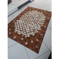 Kuhfell Patchwork Teppich, Schaffell Handgemachter Benutzerdefinierte Größe, Boho Neues Zuhause Geschenk, Teppiche Für Wohnzimmer von LEFUCARU