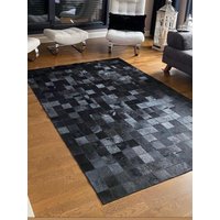 Kuhfell Schwarz Patchwork Teppich, Schaffell Bereich Handgemachter Benutzerdefinierter Boho Lederteppich, Neues Zuhause Geschenk, Teppiche Für von LEFUCARU