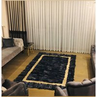 Luxus Schwarzer Schaffell Teppich, Handgefertigter Rindsleder Teppich Für Wohnzimmer, , Wohnkultur, Umweltfreundlicher Perfektes Geschenk Zum von LEFUCARU