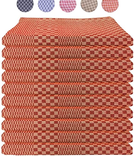 LEFUNDA® 10er Set Geschirrtücher - 100% Baumwolle Küchentücher, 220 GSM, Weiche, Super Saugfähige Geschirrhandtücher, Vollzwirn, 50x70cm (Orange, 10) von LEFUNDA