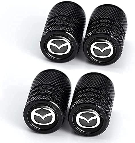 LEFUVR 4 Stück Ventilkappen für Mazda CX-3 2015–2023, Auto Reifenventilkappen mit Dichtung Ventildeckel Auto-Reifen mit Auto Logo,Bla-ck von LEFUVR