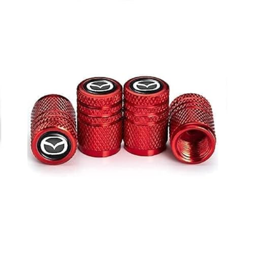 LEFUVR 4 Stück Ventilkappen für Mazda CX-5 CX5 KF 2018-2022 2023, Auto Reifenventilkappen mit Dichtung Ventildeckel Auto-Reifen mit Auto Logo,Red von LEFUVR