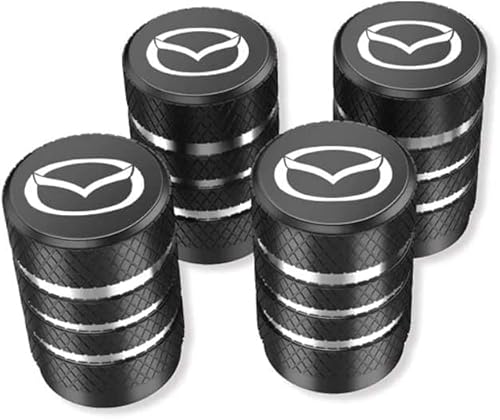 LEFUVR 4 Stück Ventilkappen für Mazda MX-30 R-EV 2023, Auto Reifenventilkappen mit Dichtung Ventildeckel Auto-Reifen mit Auto Logo,Bla-ck von LEFUVR