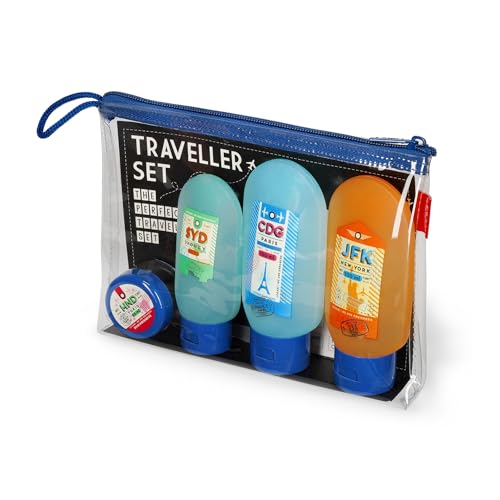 LEGAMI - Reiseset mit 3 Flaschen (2 x 100 ml und 1 x 60 ml), 1 Spatel und 1 Topf (30 ml) gemäß den Flughafenvorschriften, abnehmbare und wasserfeste Etiketten von LEGAMI