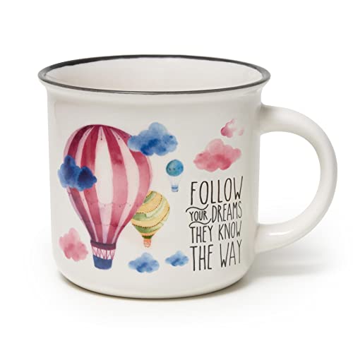 Legami - Cappuccinotasse, Air Balloon Thema, New Bone China Porzellan, Take a Break Collection, Fassungsvermögen 350 ml, spülmaschinenfest von LEGAMI
