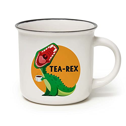 Legami - Cappuccinotasse, Tasse aus New Bone China Porzellan, Motiv Tea Rex, Take a Break Kollektion, Fassungsvermögen 350 ml, spülmaschinenfest, mikrowellengeeignet, 9X10 cm von LEGAMI