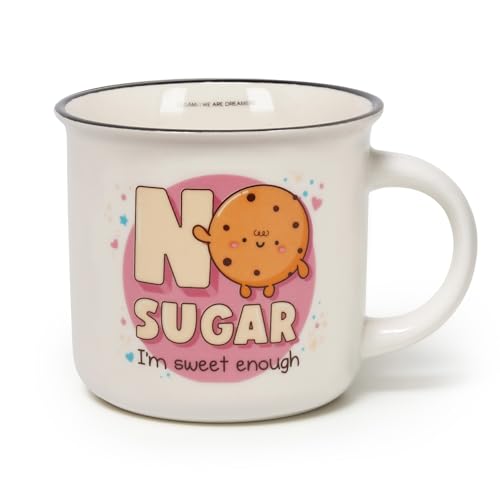 Legami - Cappuccinotasse, Frühstückstasse, Porzellan New Bone China, spülmaschinenfeste Kaffeetasse, Durchmesser 10 cm, Fassungsvermögen 350 ml, Thema No Sugar, Kein Zucker von LEGAMI