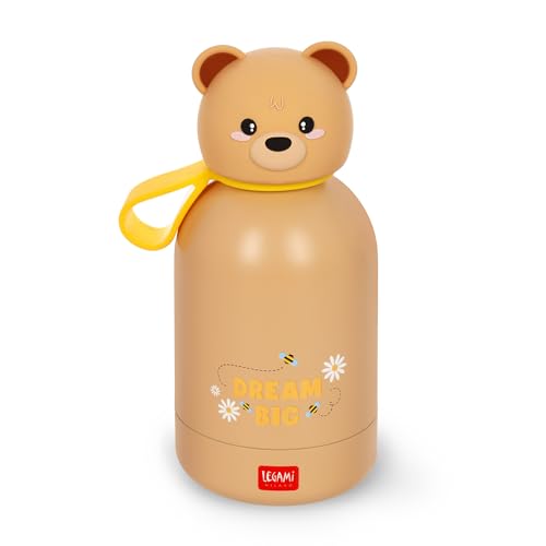 Legami - Hot&Cold BFF Kinder-Wasserflasche, Teddy Bear-Motiv, doppellagig aus 18/8 Edelstahl mit luftdichtem Verschluss, hält 12 h heiß und 24 h kalt, Fassungsvermögen 310 ml Legami - Hot&Cold BFF Kinder-Wasserflasche, Teddy Bear-Motiv, doppellagig aus 18/8 Edelstahl mit luftdichtem Verschluss, hält 12 h heiß und 24 h kalt, Fassungsvermögen 310 ml von LEGAMI