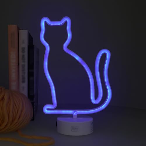 Legami LED-Lampe mit Neoneffekt 'It's a Sign', Neonlampe in Katzenform, USB-Kabel im Lieferumfang enthalten, Night Lights mit Sockel, Maße 20 x 32,5 x 10 cm, Motiv Kitty von LEGAMI