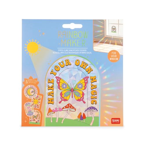 Legami – Set mit 4 elektrostatischen Sonnenfängern für Fenster Rainbow Maker, Fensteraufkleber, repositionierbar, wiederverwendbar, hinterlassen keine Spuren, 15 x 15 cm von LEGAMI
