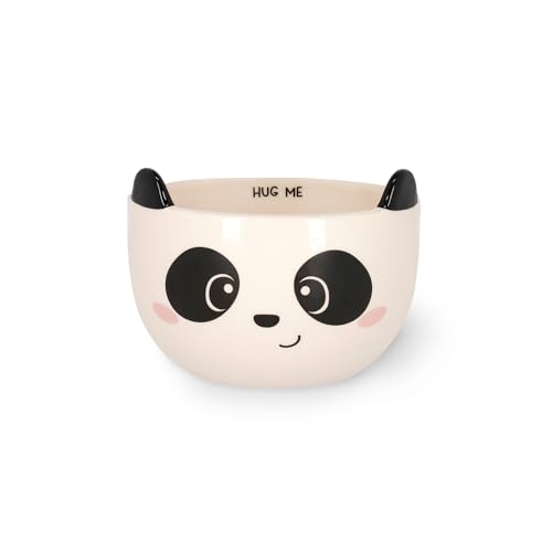 Legami - Steingut Müslitasse Guten Morgen Thema Panda, Frühstücksbecher, Mikrowellengeeignet, Spülmaschinenfest, Fassungsvermögen bis zu 400 ml, 12 x 9 cm, Schwarz/Weiß von LEGAMI