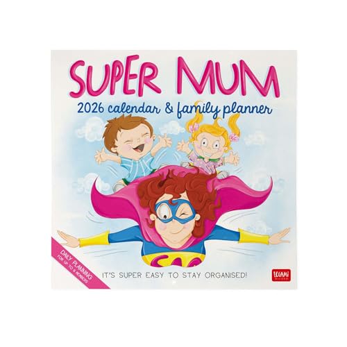 Legami - Super Mum Wandkalender 2026, großer Wandkalender 12 Monate und Jahresplaner in Englisch, Platz für Notizen, Sternzeichen, internationale Feiertage, 30 x 29 cm Legami - Super Mum Wandkalender 2026, großer Wandkalender 12 Monate und Jahresplaner in Englisch, Platz für Notizen, Sternzeichen, internationale Feiertage, 30 x 29 cm von LEGAMI