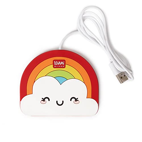 Legami - Warm It Up, H 8,5 cm, Vinyl, Regenbogen-Thema, ideal für Tassen oder Tassen mit flachem Boden, kompatibel mit Allen USB-Anschlüssen, hält Getränke warm von LEGAMI