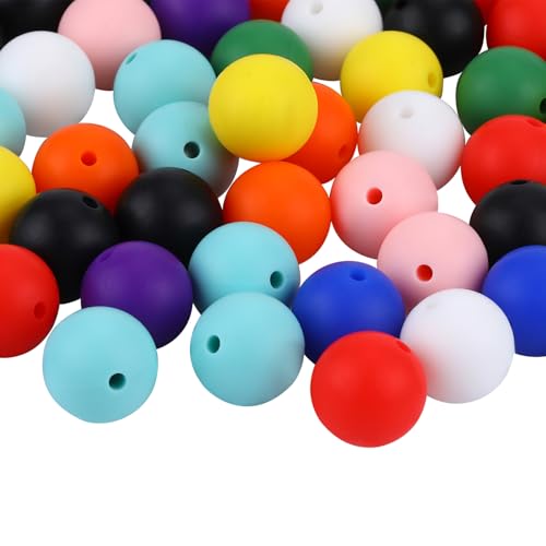 LEGENTLISUR 100 Stück 12mm Silikonperlen Zur Herstellung Von Schlüsselanhängern Runde Fokalperlen Für Stifte DIY Schmuck Bastelbedarf (Regenbogen) von LEGENTLISUR