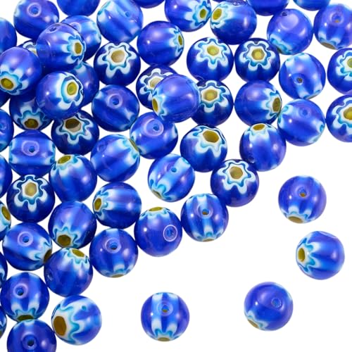 LEGENTLISUR 100 Stück 8mm Gänseblümchen Lampwork Perlen Zur Schmuckherstellung Kleine Runde Perlen Für Armbänder Halsketten Ohrringe DIY Bastelset von LEGENTLISUR