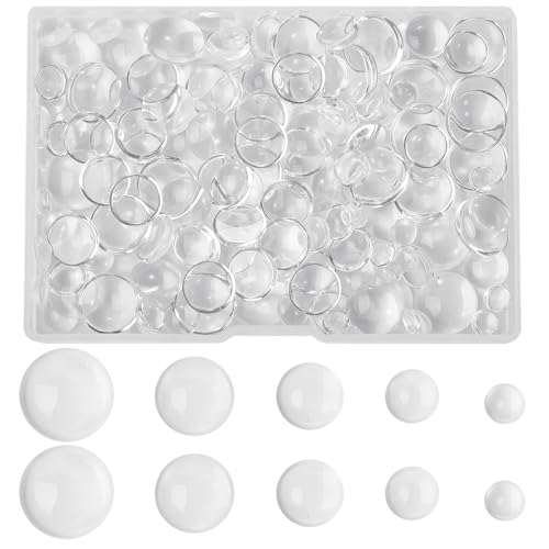 LEGENTLISUR 150 Stück Transparente Glas-Cabochons zur Schmuckherstellung Klare Glaskuppel-Cabochons mit Flacher Rückseite für Kamee Fotoanhänger DIY-Handwerk von LEGENTLISUR