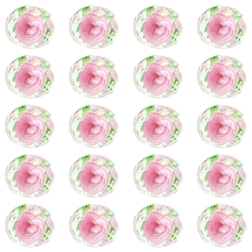 LEGENTLISUR 20 Stück Rosen Lampwork Perlen Zur Schmuckherstellung Handgefertigte Runde Blumenperlen Für Armbänder Halsketten Ohrringe DIY Bastelset (Weiß) von LEGENTLISUR