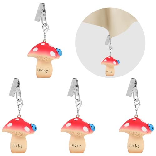 LEGENTLISUR 4-teiliges Set Pilz Tischtuchgewichte Clips Tischdeckendekoration Tischdeckengewichte Outdoor, Niedlich Tischdeckengewichte Schwer Für Zuhause Picknick Camping Party von LEGENTLISUR