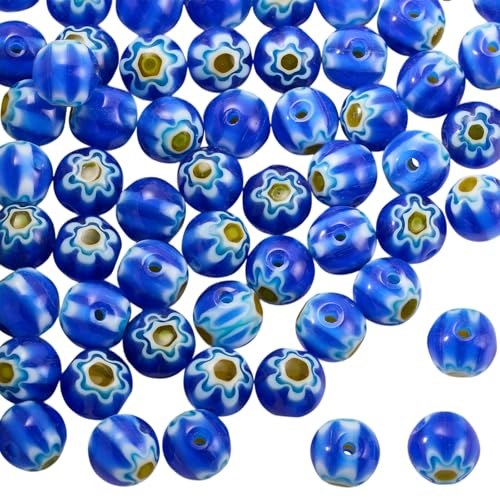 LEGENTLISUR 50 Stück 10mm Gänseblümchen Lampwork Perlen Zur Schmuckherstellung Kleine Runde Perlen Für Armbänder Halsketten Ohrringe DIY Bastelset von LEGENTLISUR