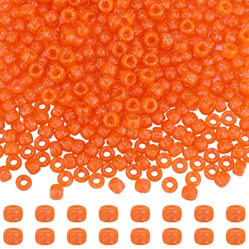 LEGENTLISUR 500 Stück Koralle Orange Glitzernde Ponyperlen Glitzer Kandi Perlen Für Freundschaftsarmbänder Schmuckherstellung Bastelprojekte von LEGENTLISUR