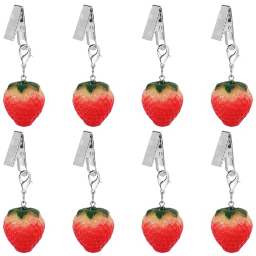 LEGENTLISUR 8-teiliges Set Erdbeer Tischtuchgewichte Clips Tischdeckendekoration Tischdeckengewichte Outdoor, Niedlich Tischdeckengewichte Schwer Für Zuhause Picknick Camping Party von LEGENTLISUR