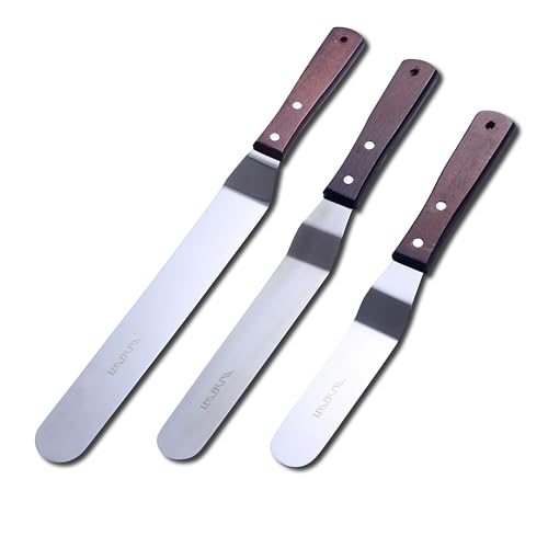LEGERM Winkelpalette Torte, 15, 20, 25 cm Edelstahl Winkelpalette für Torten, Profi Tortenmesser Set, Ergonomische Winkelform für Backen, Zuckerguss und professionelle Tortenverzierung von LEGERM