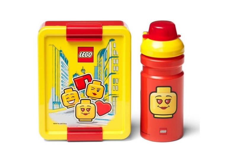 LEGO® kidswear Lunchbox Lunch-Set Trinkflasche + Brotdose Snackbox Pausenset Brotbox Rot / Gel, Polyprophylen (PP), (Spar-Set) von LEGO® kidswear