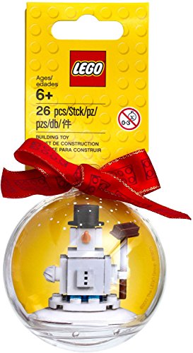 LEGO Schneekugel als Weihnachtskugel, Weihnachtsbaumschmuck mit einem Schneemann in Einer Kugel von LEGO