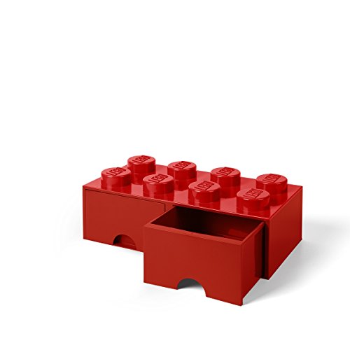 Lego Opslag Baksteen 8 met Laden, Plastik, Rot, 50,2 x 25,2 cm von Room Copenhagen