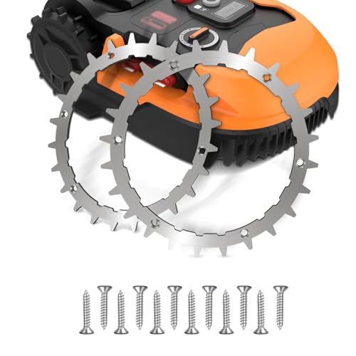 Mähroboter-Spikes für Worx Landroid modells S/M, Mähroboter zubehör mit 12 Edelstahls Schrauben, Traktionsverbesserung für Mähroboter, Rasenmäher Roboter-Spikes Radgröße 205mm von LEGQYJK