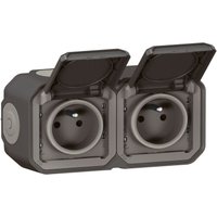 Legrand 070064 Doppelte horizontale Steckdose mit Plexo-Abdeckung, komplett, Aufputz - Anthrazit Legrand 070064 Doppelte horizontale Steckdose mit Plexo-Abdeckung, komplett, Aufputz - Anthrazit von LEGRAND