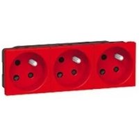 Legrand 077153 - Prog-Mosaik-Mehrfachsteckdose - 3x2P+E mit 45°-Kodierung - 6 Mod - rot von LEGRAND