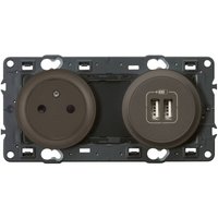 Legrand 099538 Steckdose mit Erdung Céliane Surface und doppeltem USB-Ladegerät – Graphit von LEGRAND