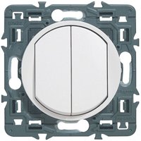 Legrand 099721 Doppelschalter oder Wechselschalter Céliane Soft 10A – weiß mit Halterung von LEGRAND