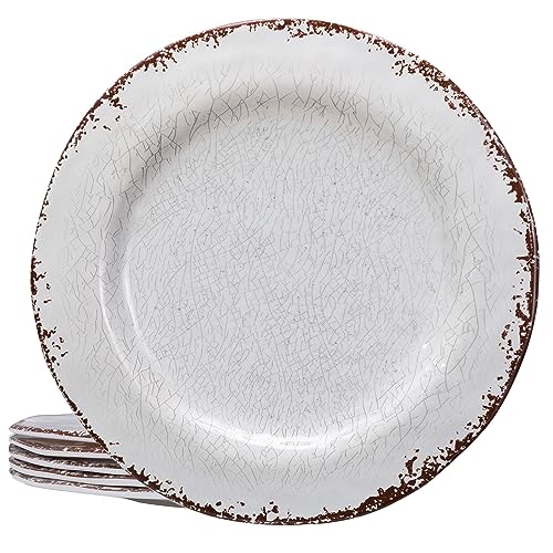 LEHAHA 6-teiliges weißes Essteller-Set, 27,9 cm, robuste Melamin-Teller, 6-teiliges Wohnmobil-Geschirr-Set für formelle und legere Speisen, leicht und splitterfest, spülmaschinenfest von LEHAHA