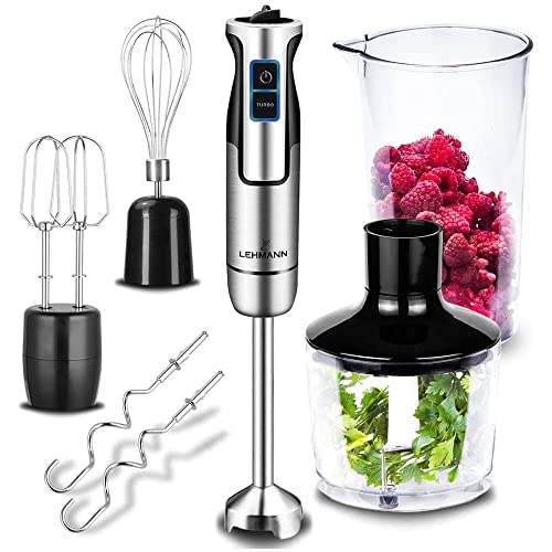 Lehmann Chowmei Stabmixer Set 1200 W | Pürierstab mit Turbofunktion und Geschwindigkeitsregelung | Elektrische Multifunktions Hand Blender | inkl. 6-teiliges Zubehör Set von LEHMANN