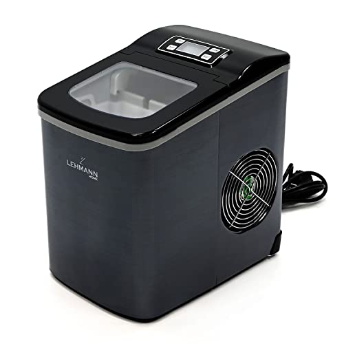 LEHMANN ‎LHOIM-1222 Eiswürfelmaschine mit Einstellbarer Würfelgrösse | Selbstreinigend Ice Maker | Eiswürfelbereiter Edelstah | 12 kg / 24 h | Zubereitung in 6 Minuten | BPA frei von LEHMANN