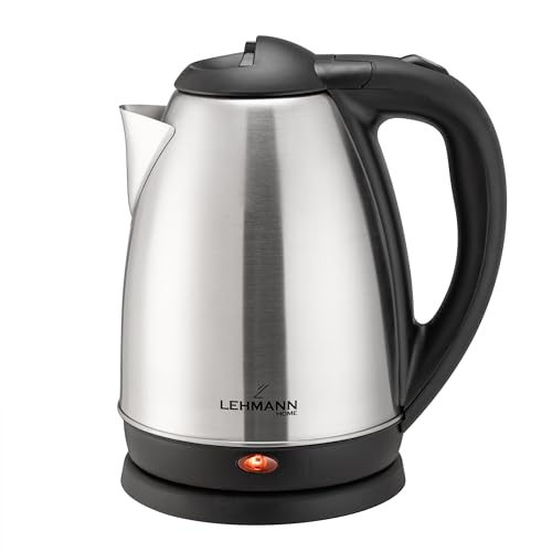 Lehmann LHOEK-2220D Wasserkocher Edelstahl 1,8 L, leistungsstarker elektrischer Wasserkocher 2200W, für Babynahrung, Tee, Kaffee, Abschaltautomatik und Überhitzungsschutz, BPA-Frei, silber von LEHMANN