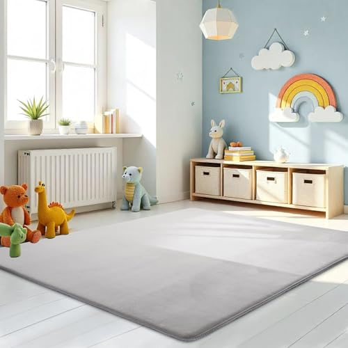 LEHOUR Neueste Upgradekonstruktion mit Krabbelmatte für Baby, 3cm Extra Teppich für Kinderzimmer, Rutschfester Entwurf für kinderteppich mädchen und Jungen(Grau,80 * 200CM) von LEHOUR