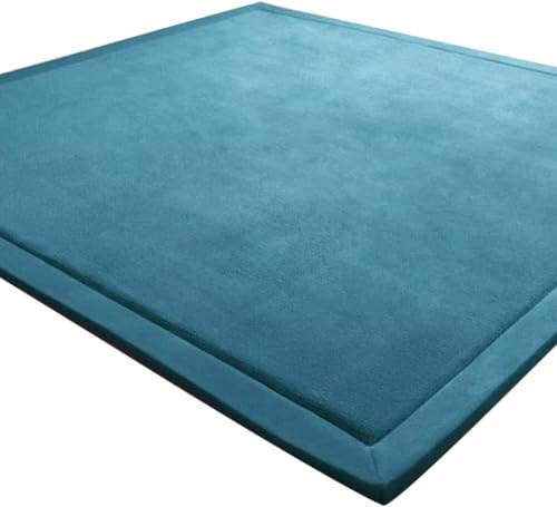 LEHOUR Verdickung Korallen Samt Teppich Kinder Krabbeldecke Weiche Tatami Teppiche Kinder rutschfeste Vergrößern Spielmatte (Blau, 150 * 200CM) von LEHOUR