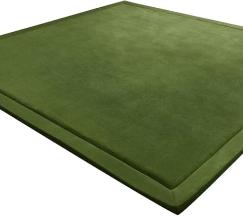 LEHOUR Verdickung Korallen Samt Teppich Kinder Krabbeldecke Weiche Tatami Teppiche Kinder rutschfeste Vergrößern Spielmatte (Dunkelgrün, 130 * 190CM) von LEHOUR