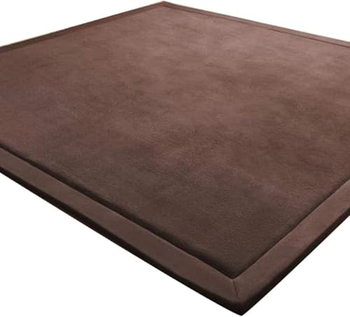 LEHOUR Verdickung Korallen Samt Teppich Kinder Krabbeldecke Weiche Tatami Teppiche Kinder rutschfeste Vergrößern Spielmatte (Kaffee, 150 * 180CM) von LEHOUR