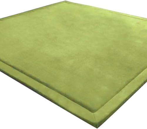 LEHOUR Verdickung Korallen Samt Teppich Kinder Krabbeldecke Weiche Tatami Teppiche Kinder rutschfeste Vergrößern Spielmatte (Moosgrün, 200 * 200CM) von LEHOUR