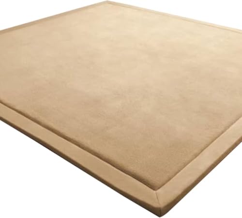 LEHOUR Verdickung Korallen Samt Teppich Kinder Krabbeldecke Weiche Tatami Teppiche Kinder rutschfeste Vergrößern Spielmatte (Naturbraun, 100 * 200CM) von LEHOUR